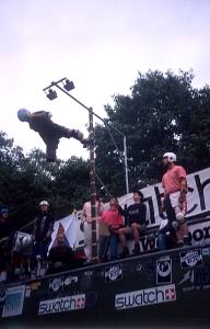 Rider: Perry Gruner<br> Trick: Air<br> Spot: Green Ramp<br> Karlsruhe<br> Photographer: Bernhard Scheffold<br> Date: June 1990